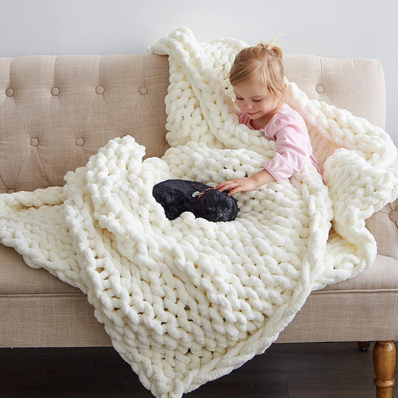 Cynthia Chunky Knit Throw Cotton Tube Arm Knitted Weighted Blanket