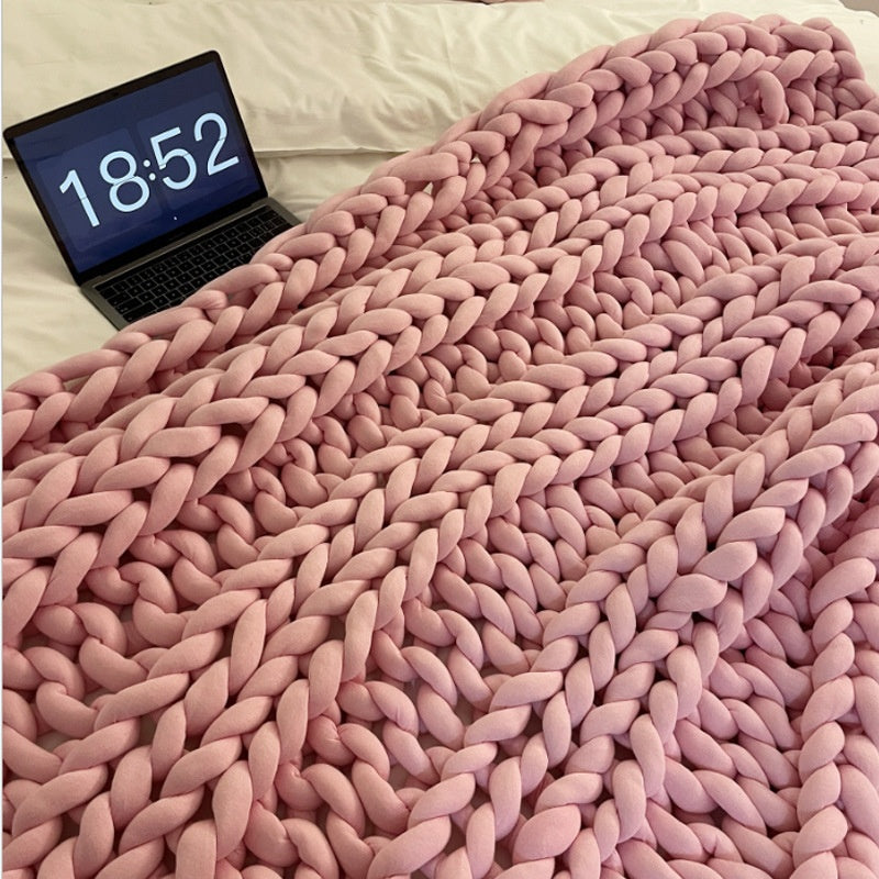 Cynthia Chunky Knit Throw Cotton Tube Arm Knitted Weighted Blanket