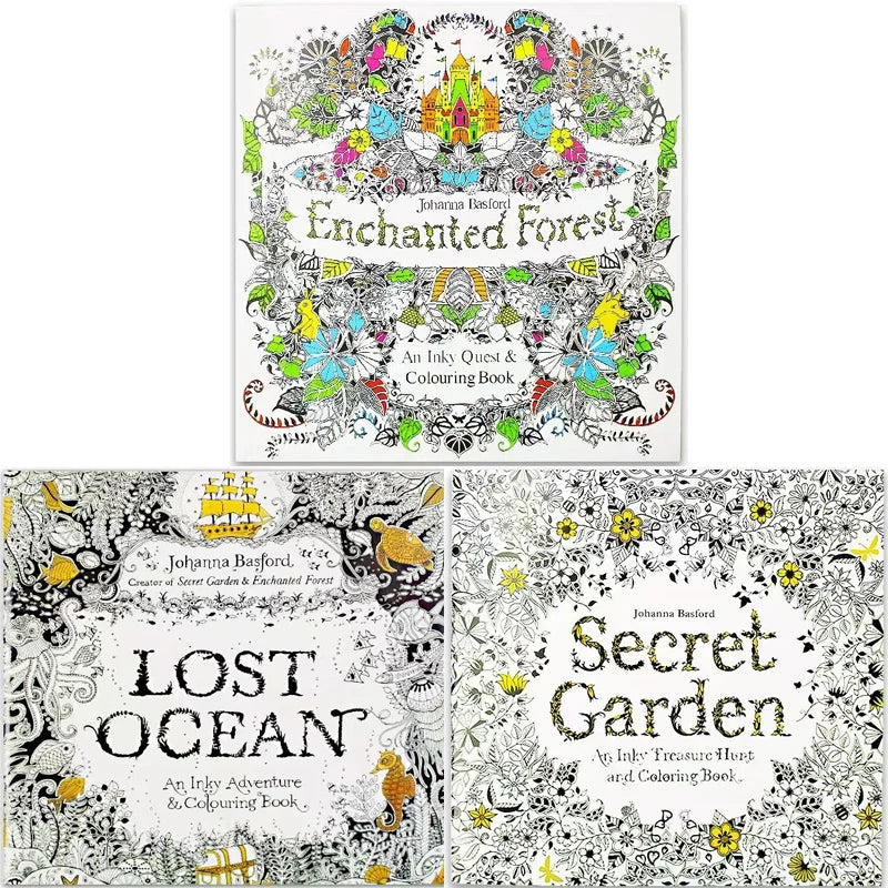 3 Books Different Garden Coloring Book for Adults Children' Learning Painting