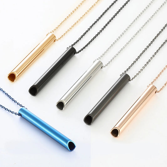 528 Hz Meditation Whistle Mindfulness Pendant Stainless Steel Vacuum Necklace